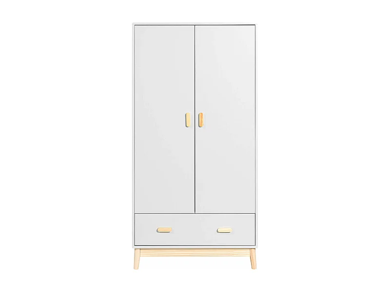 Armadio Mobili Rebecca Aegle 175x80x55 MDF Pino Bianco Marrone Scandinavo Da Montare