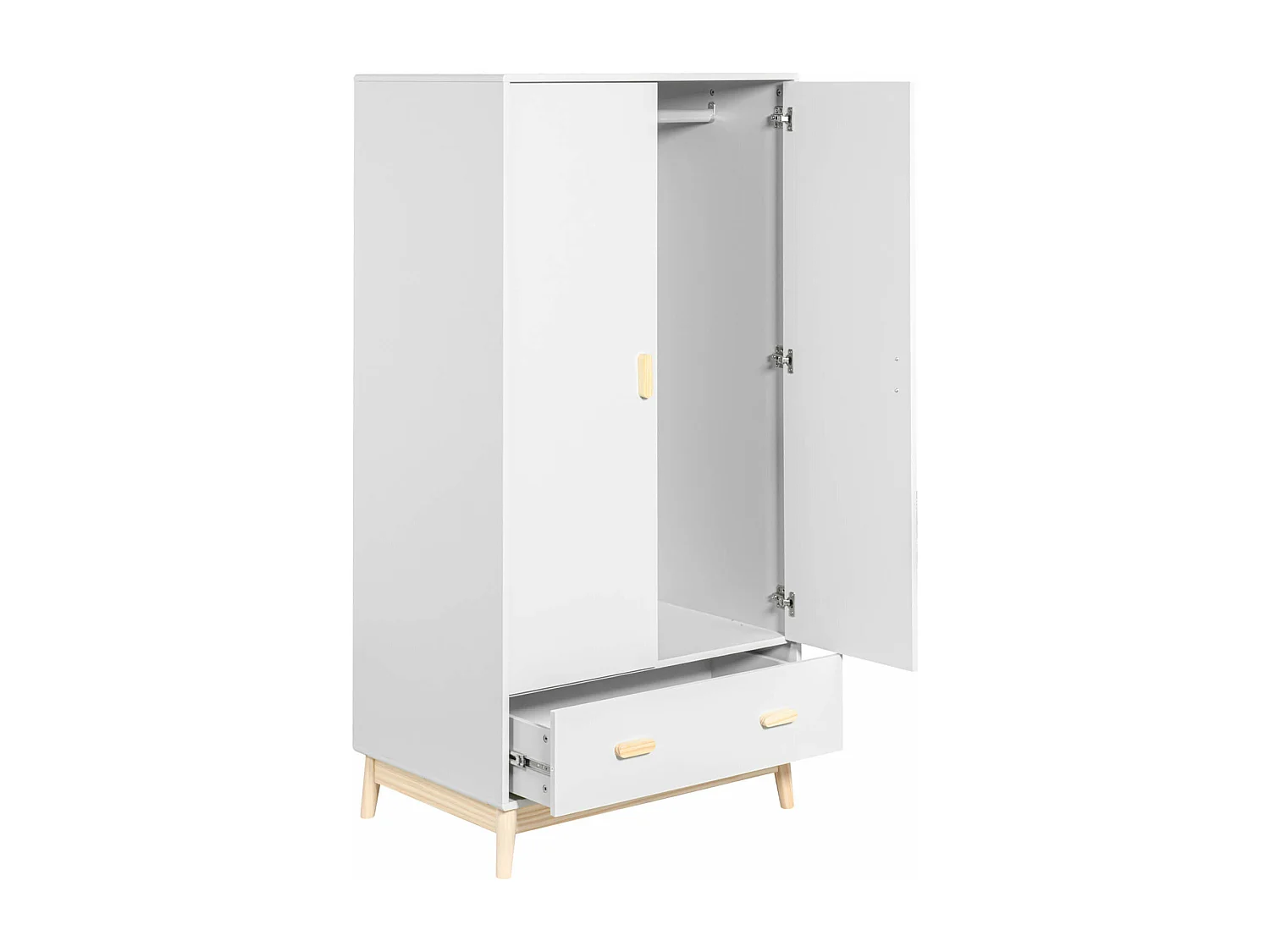 Guardaroupa Mobili Rebecca Aegle 175x80x55 MDF Pinho Branco Marrom Escandinavo Para Montar