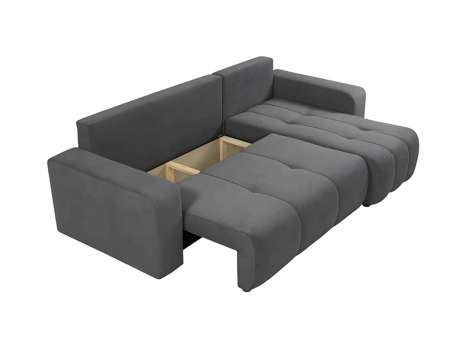Canapé d'angle convertible bouclette "Larow" - 3 places - Anthracite