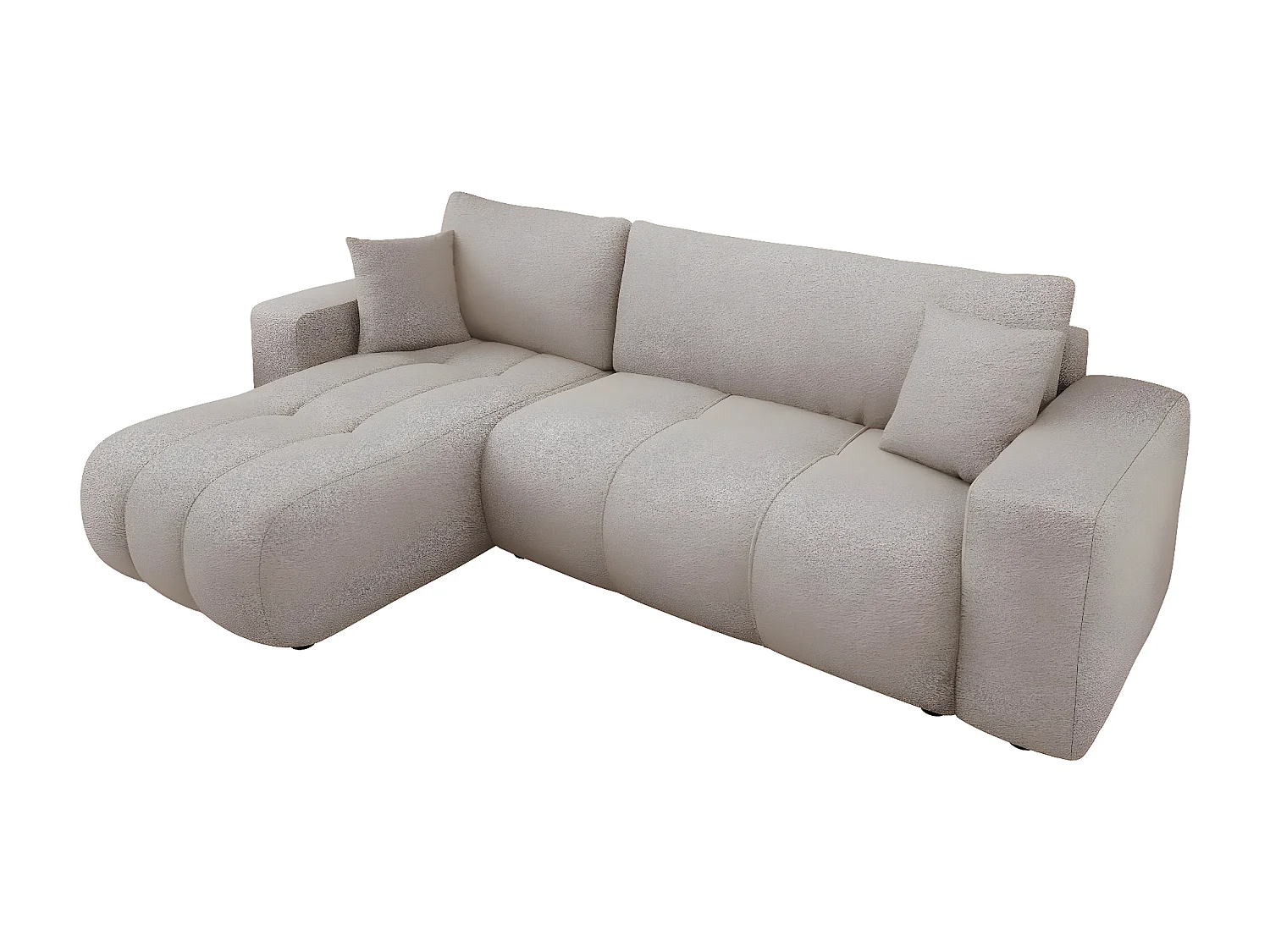 Canapé d'angle convertible bouclette "Larow" - 3 places - Taupe
