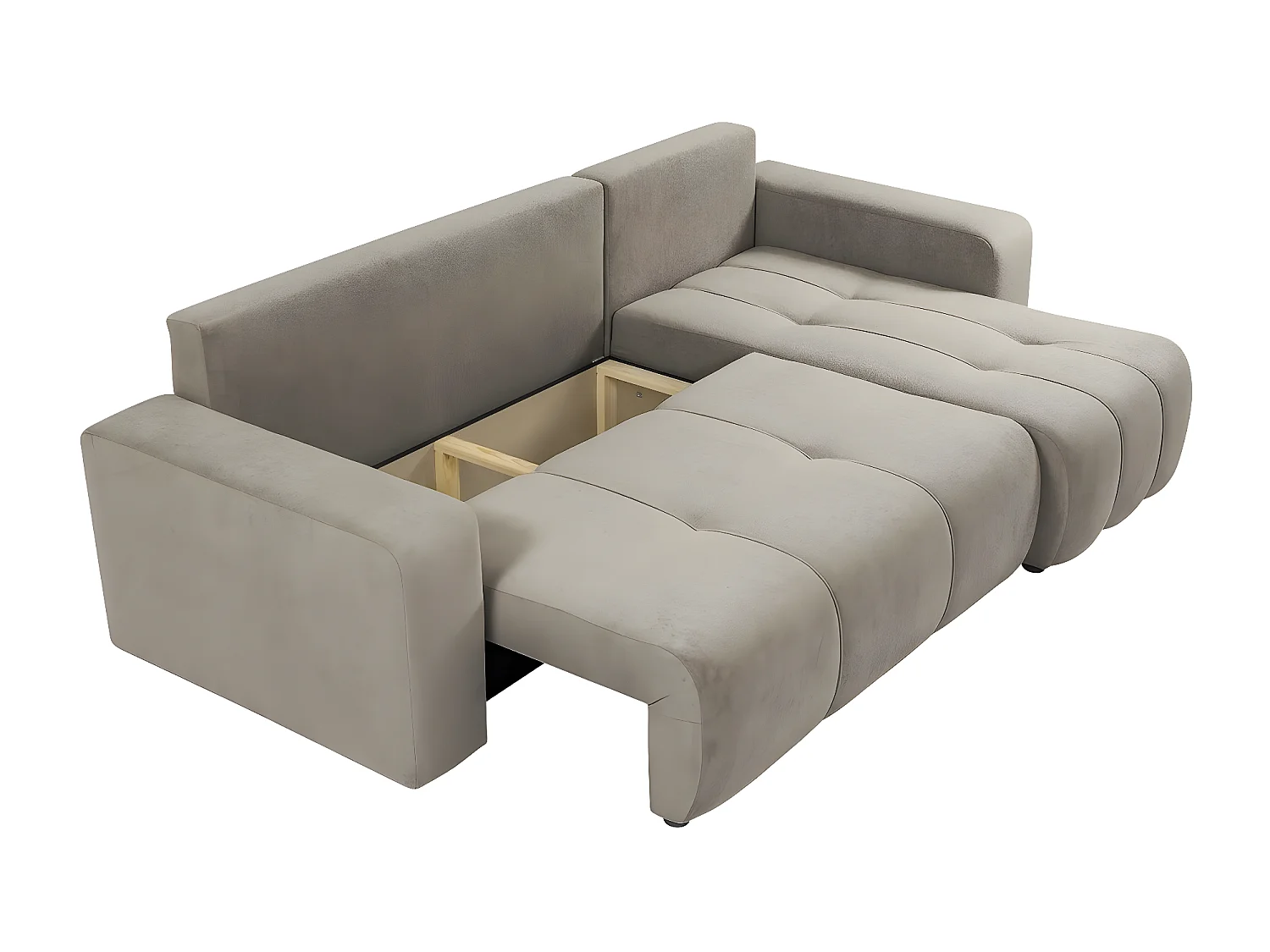 Canapé d'angle convertible bouclette "Larow" - 3 places - Taupe