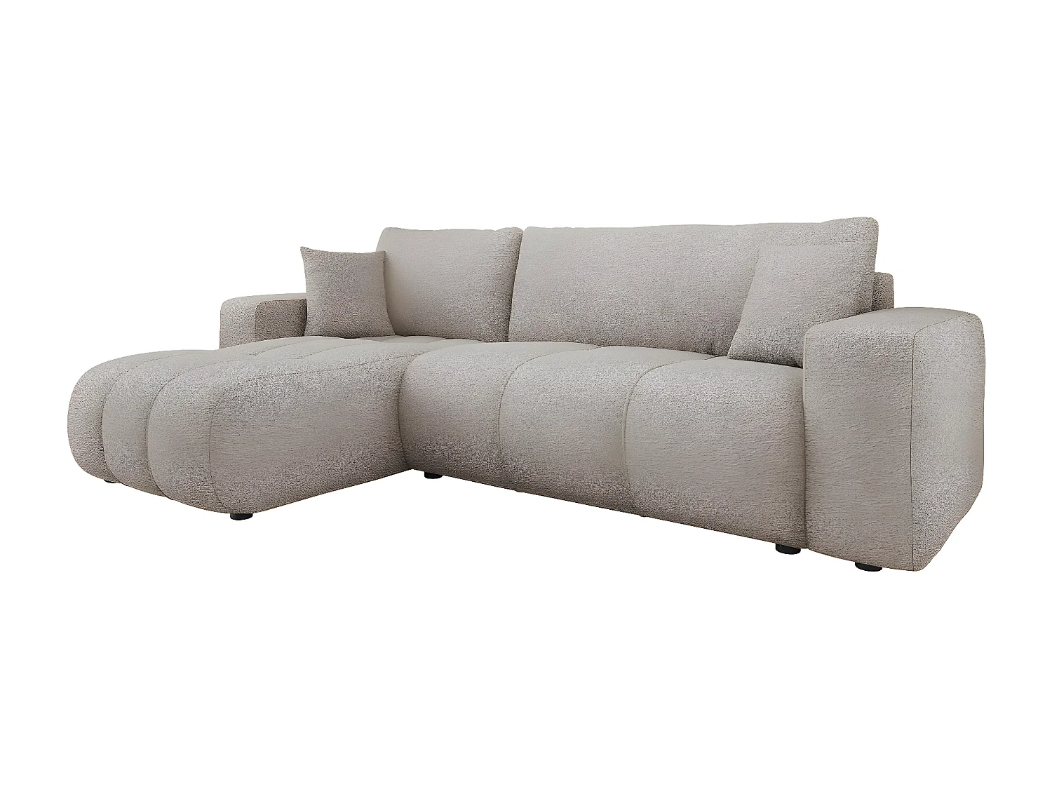 Canapé d'angle convertible bouclette "Larow" - 3 places - Taupe