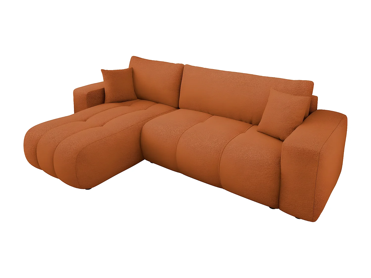 Canapé d'angle convertible bouclette "Larow" - 3 places - Terracotta