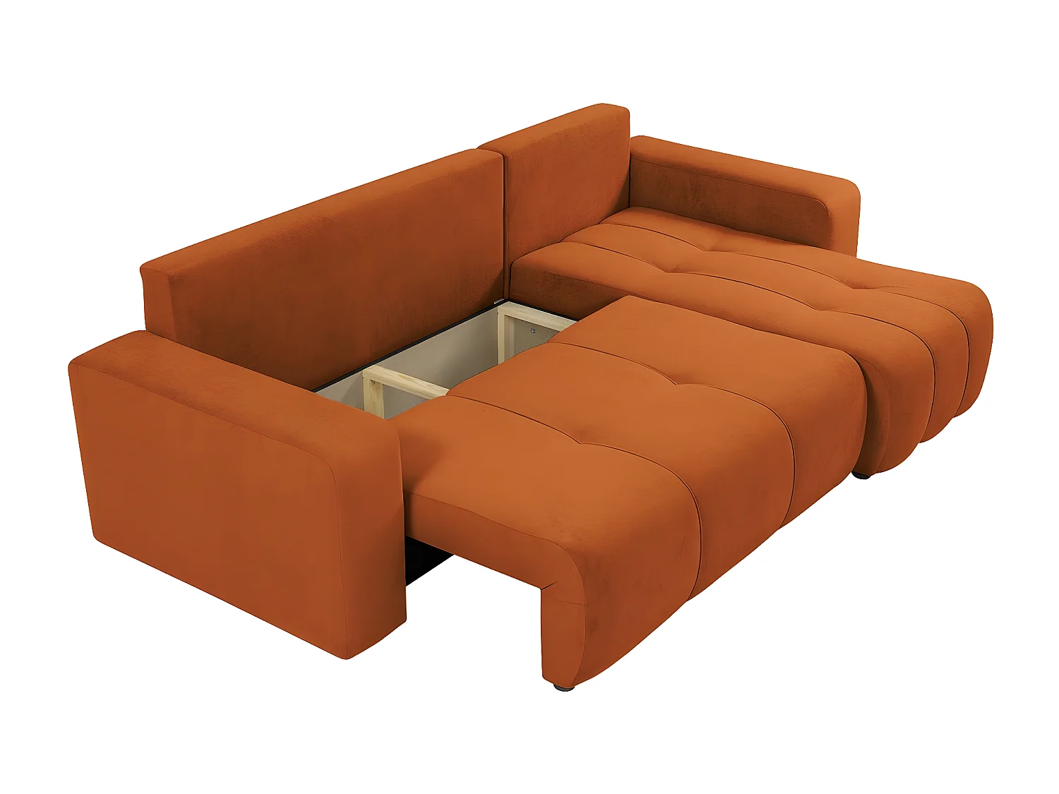 Canapé d'angle convertible bouclette "Larow" - 3 places - Terracotta