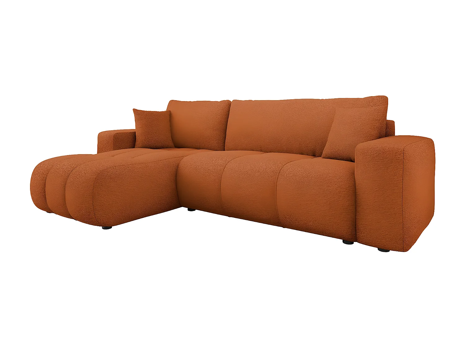 Canapé d'angle convertible bouclette "Larow" - 3 places - Terracotta