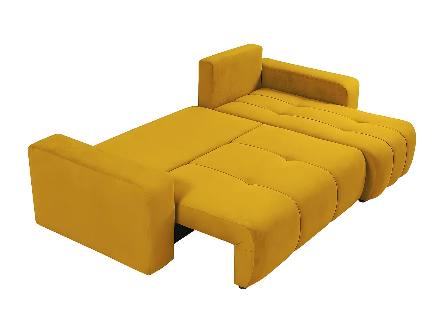 Canapé d'angle convertible bouclette "Larow" - 3 places - Jaune Moutarde