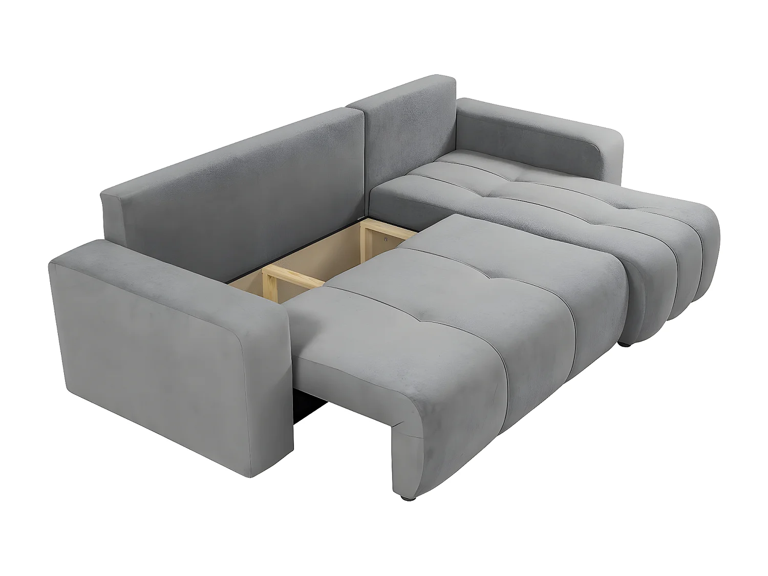 Canapé d'angle convertible bouclette  "Larow" - 3 places - Gris