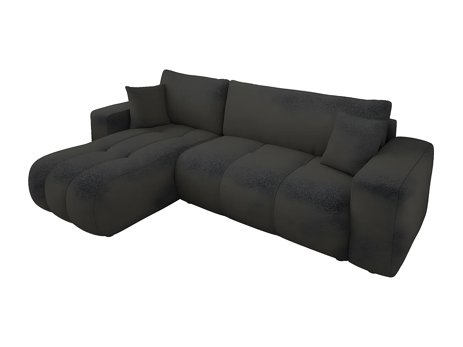 Canapé d'angle convertible bouclette  "Larow" - 3 places  - Gris anthracite