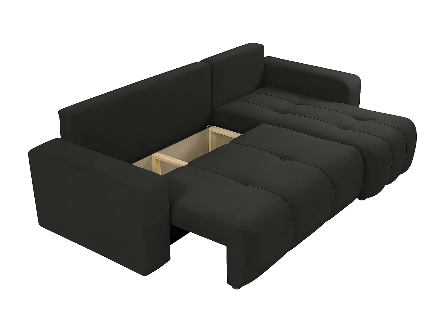 Canapé d'angle convertible bouclette  "Larow" - 3 places  - Gris anthracite