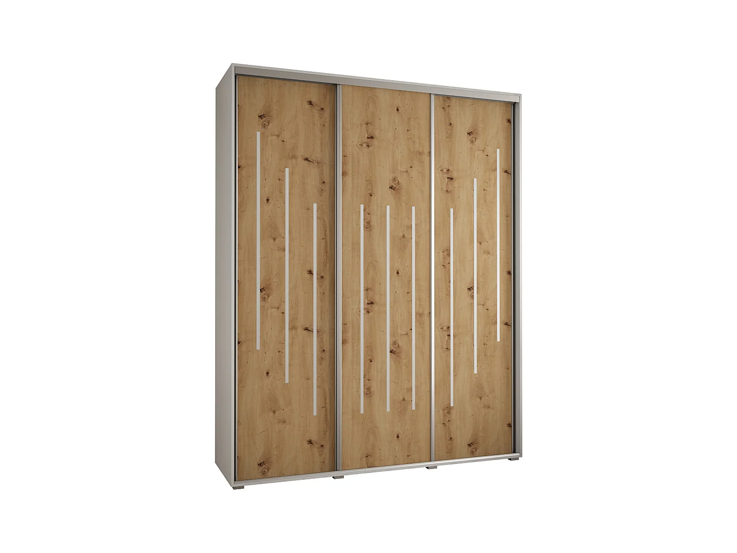 ARMOIRE DAVOS 8 À PORTES COULISSANTES 235,2/200/45 3 portes (Blanc/Artisan/Argent)