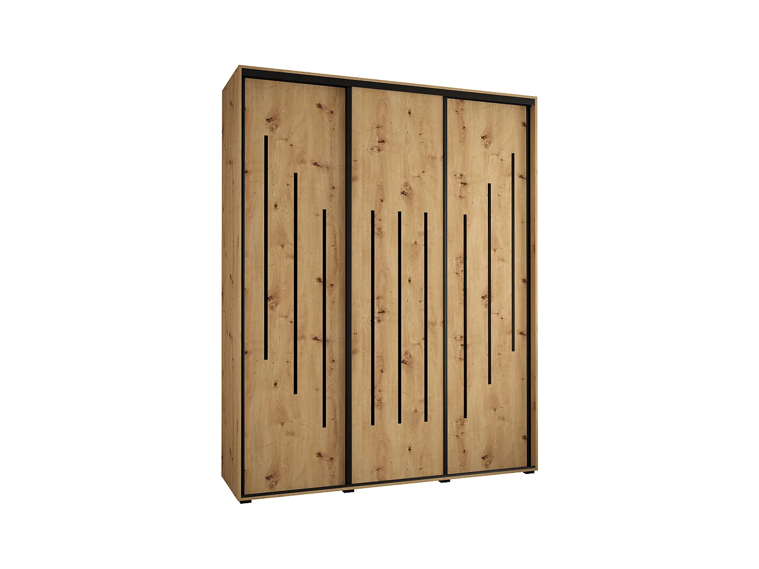 ARMOIRE DAVOS 8 À PORTES COULISSANTES 235,2/200/60 3 portes (Artisan/Artisan/Noir)