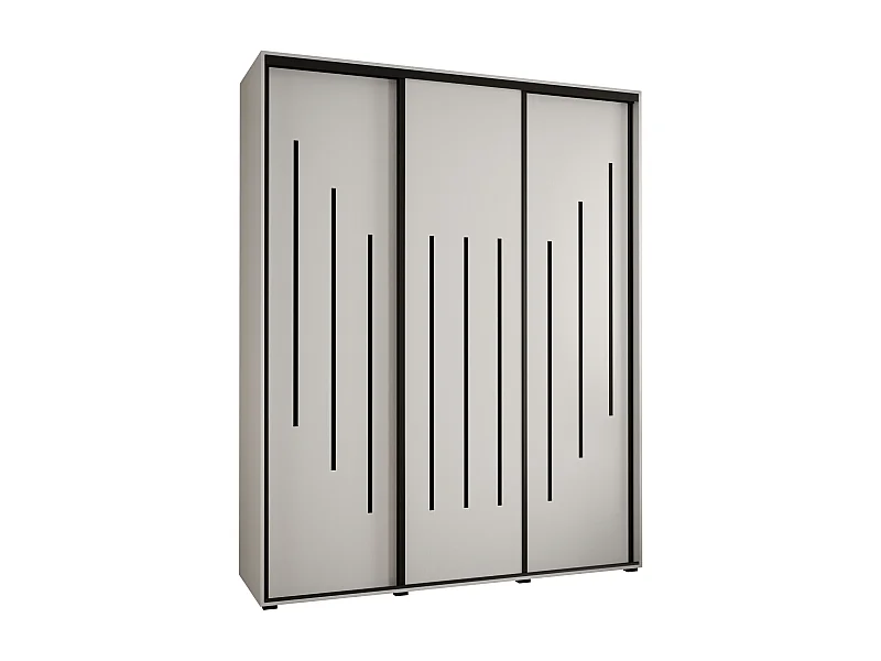 ARMADIO DAVOS 8 AD ANTE SCORREVOLI 235,2/190/45 3 porte (Bianco/Bianco/Nero)