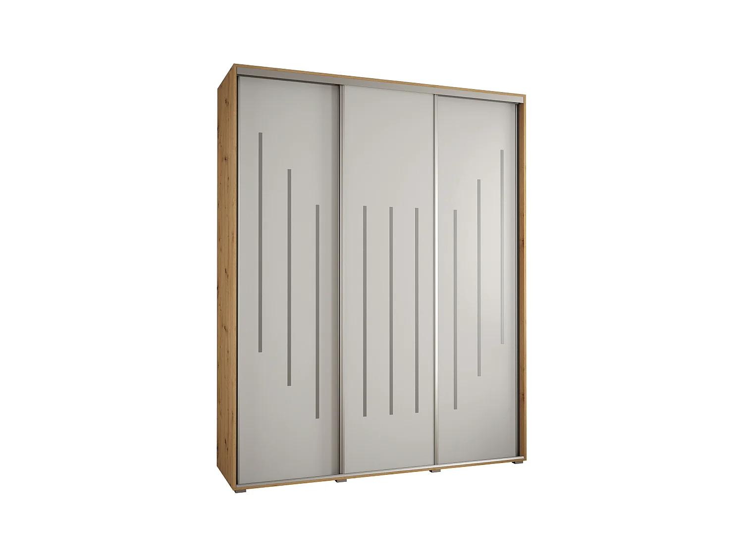ARMOIRE DAVOS 8 À PORTES COULISSANTES 235,2/200/60 3 portes (Artisan/Blanc/Argent)
