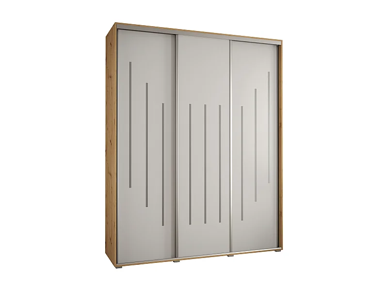 ARMOIRE DAVOS 8 À PORTES COULISSANTES 235,2/190/45 3 portes (Artisan/Blanc/Argent)