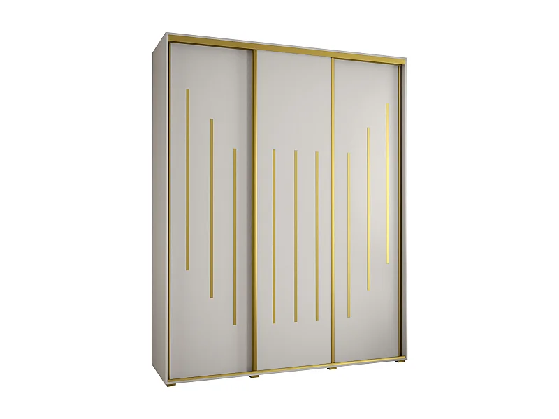 ARMOIRE DAVOS 8 À PORTES COULISSANTES 235,2/200/45 3 portes (Blanc/Blanc/Or)