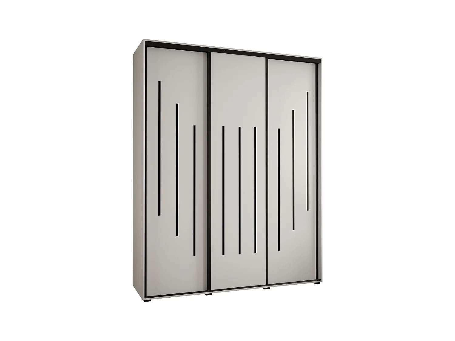 ARMOIRE DAVOS 8 À PORTES COULISSANTES 235,2/200/60 3 portes (Blanc/Blanc/Noir)