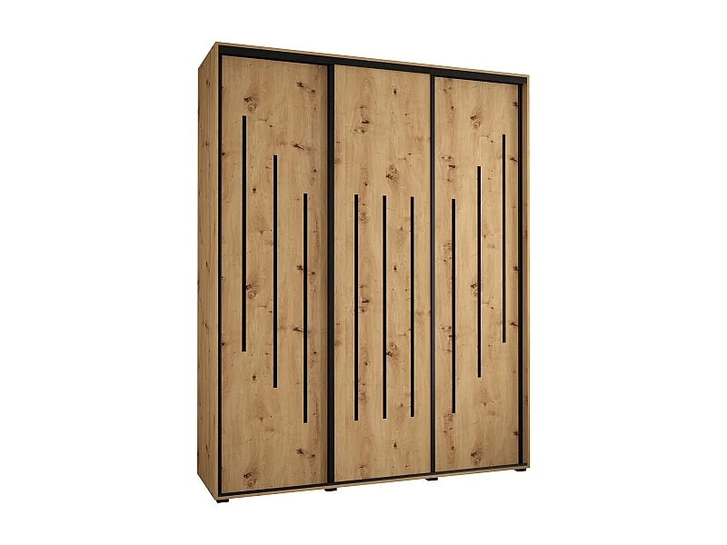 ARMOIRE DAVOS 8 À PORTES COULISSANTES 235,2/200/45 3 portes (Artisan/Artisan/Noir)