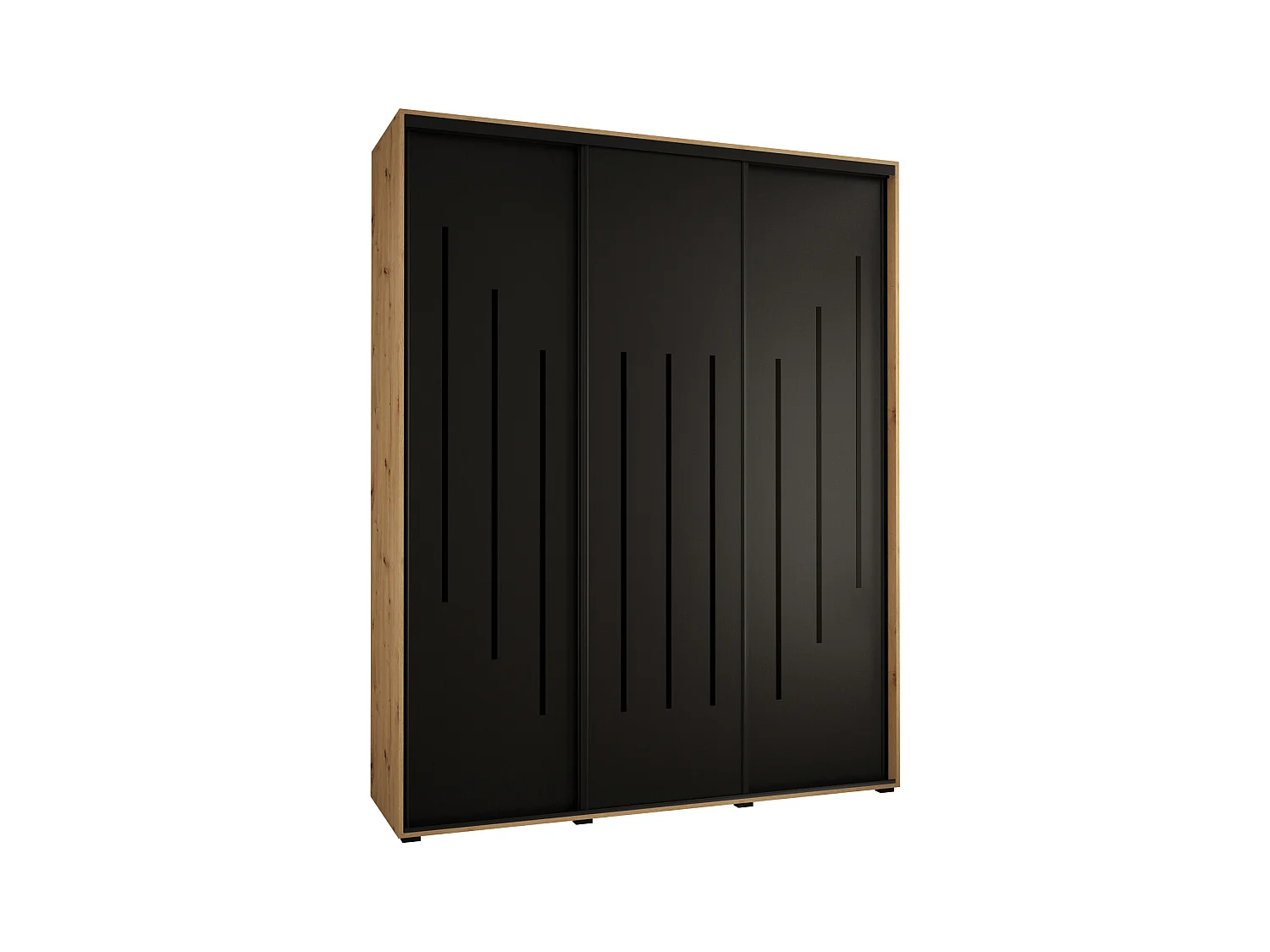 SCHWEBETÜRENSCHRANK DAVOS 8 235,2/200/45 3-türig (Artisan/Schwarz/Schwarz)
