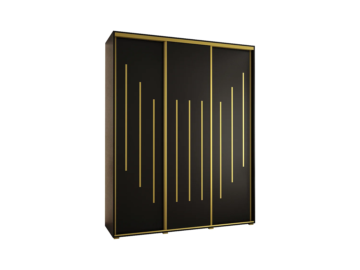 ARMOIRE DAVOS 8 À PORTES COULISSANTES 235,2/190/60 3 portes (Noir/Noir/Or)