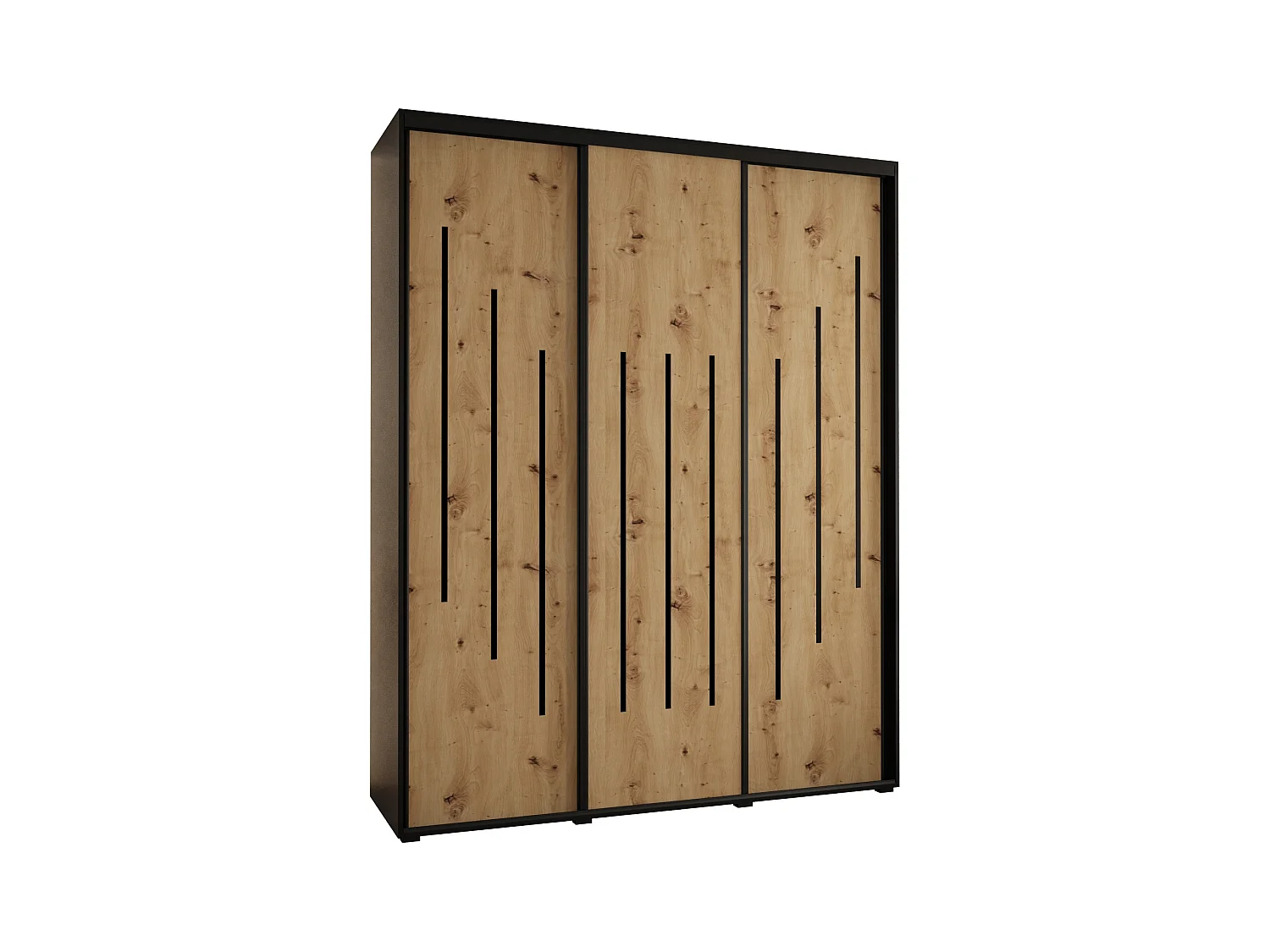 ARMOIRE DAVOS 8 À PORTES COULISSANTES 235,2/200/60 3 portes (Noir/Artisan/Noir)