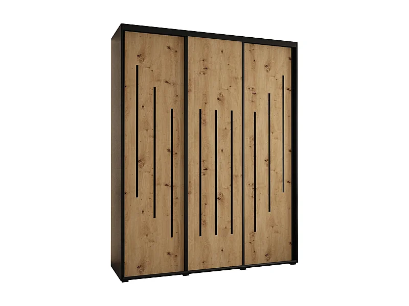 ARMARIO DAVOS 8 DE PUERTAS CORREDERAS 235,2/200/60 3 puertas (Negro/Artisan/Negro)