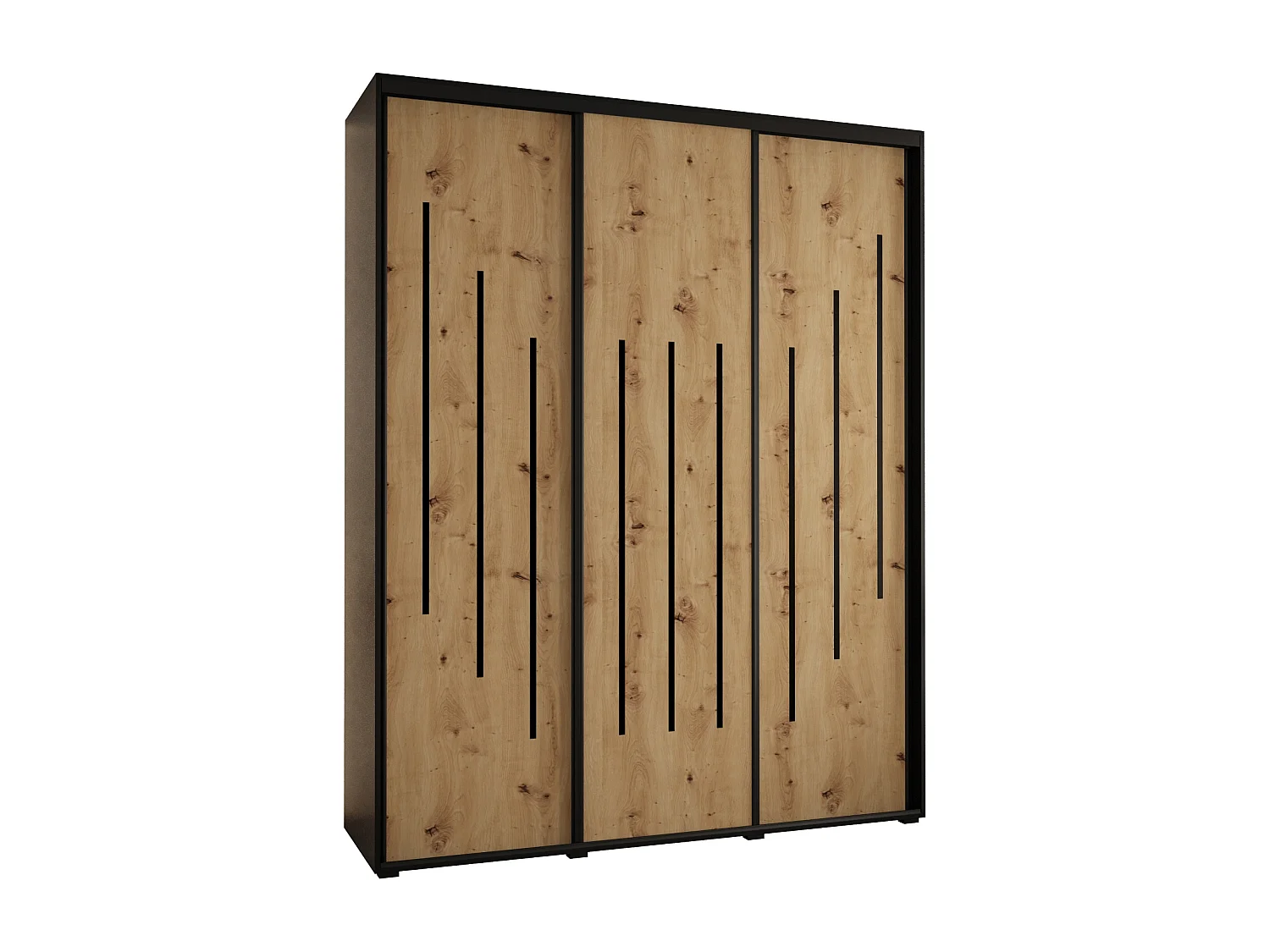 ARMOIRE DAVOS 8 À PORTES COULISSANTES 235,2/190/45 3 portes (Noir/Artisan/Noir)