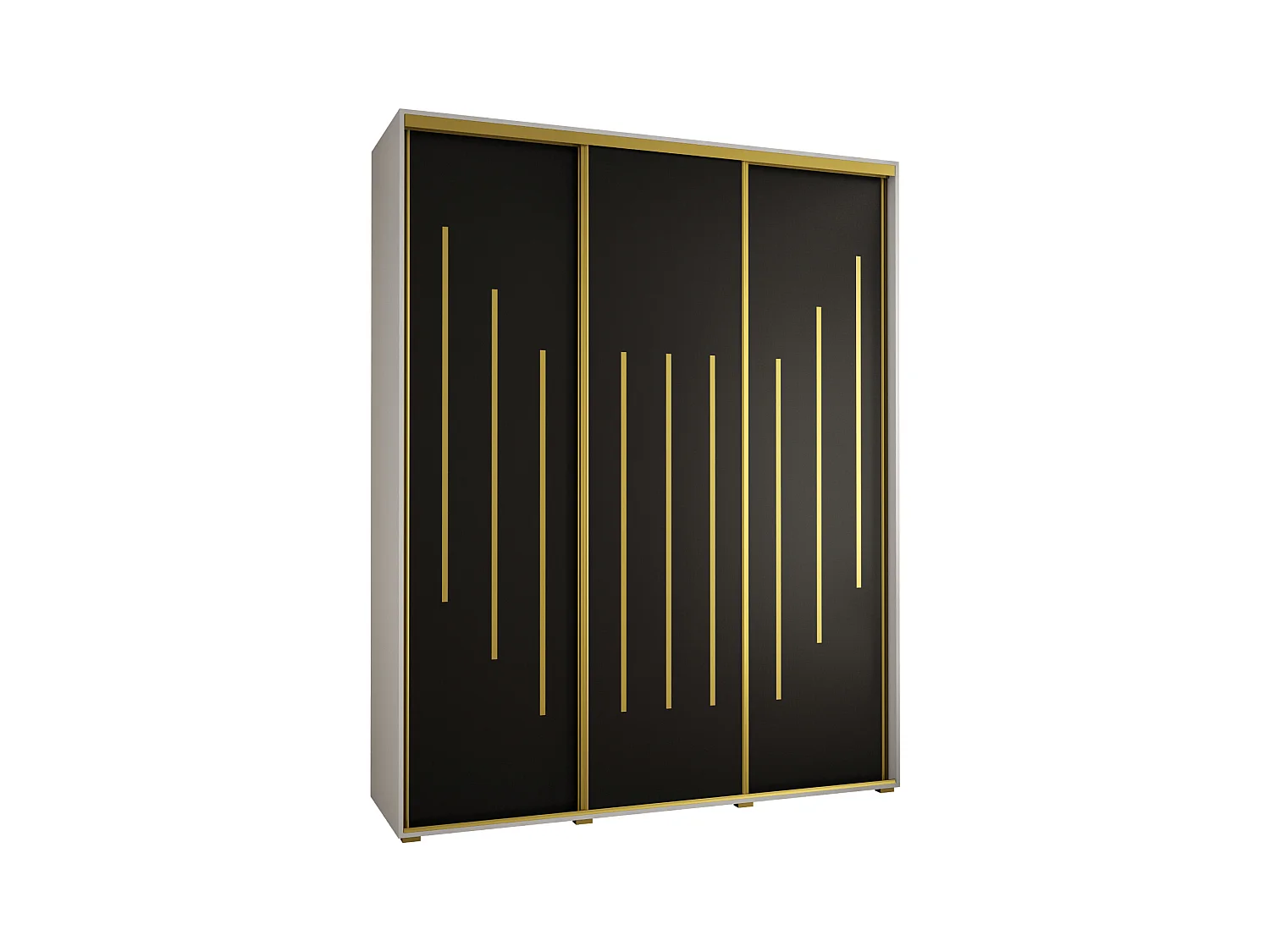 SCHWEBETÜRENSCHRANK DAVOS 8 235,2/190/45 3-türig (Weiß/Schwarz/Gold)