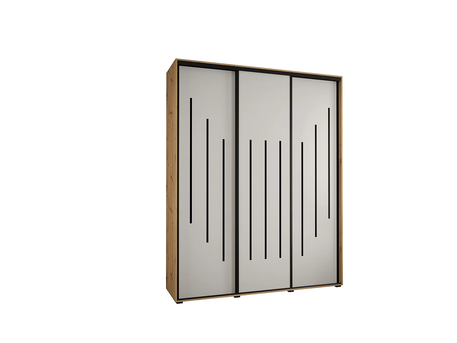 ARMOIRE DAVOS 8 À PORTES COULISSANTES 235,2/200/60 3 portes (Artisan/Blanc/Noir)