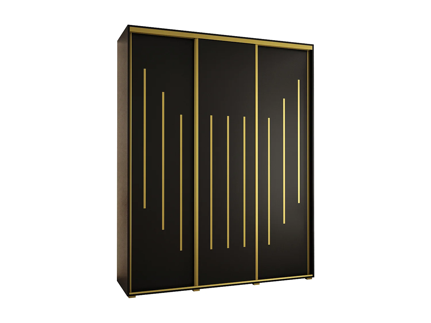 ARMOIRE DAVOS 8 À PORTES COULISSANTES 235,2/190/45 3 portes (Noir/Noir/Or)