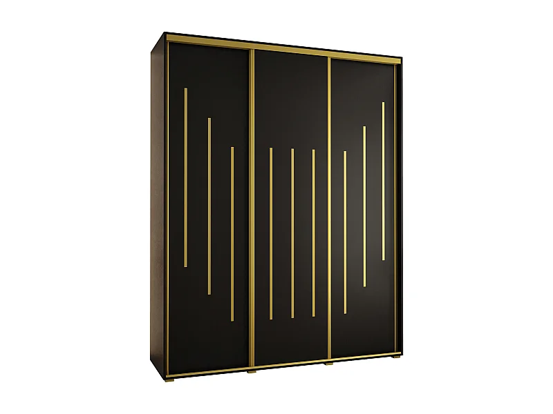 ARMOIRE DAVOS 8 À PORTES COULISSANTES 235,2/190/45 3 portes (Noir/Noir/Or)