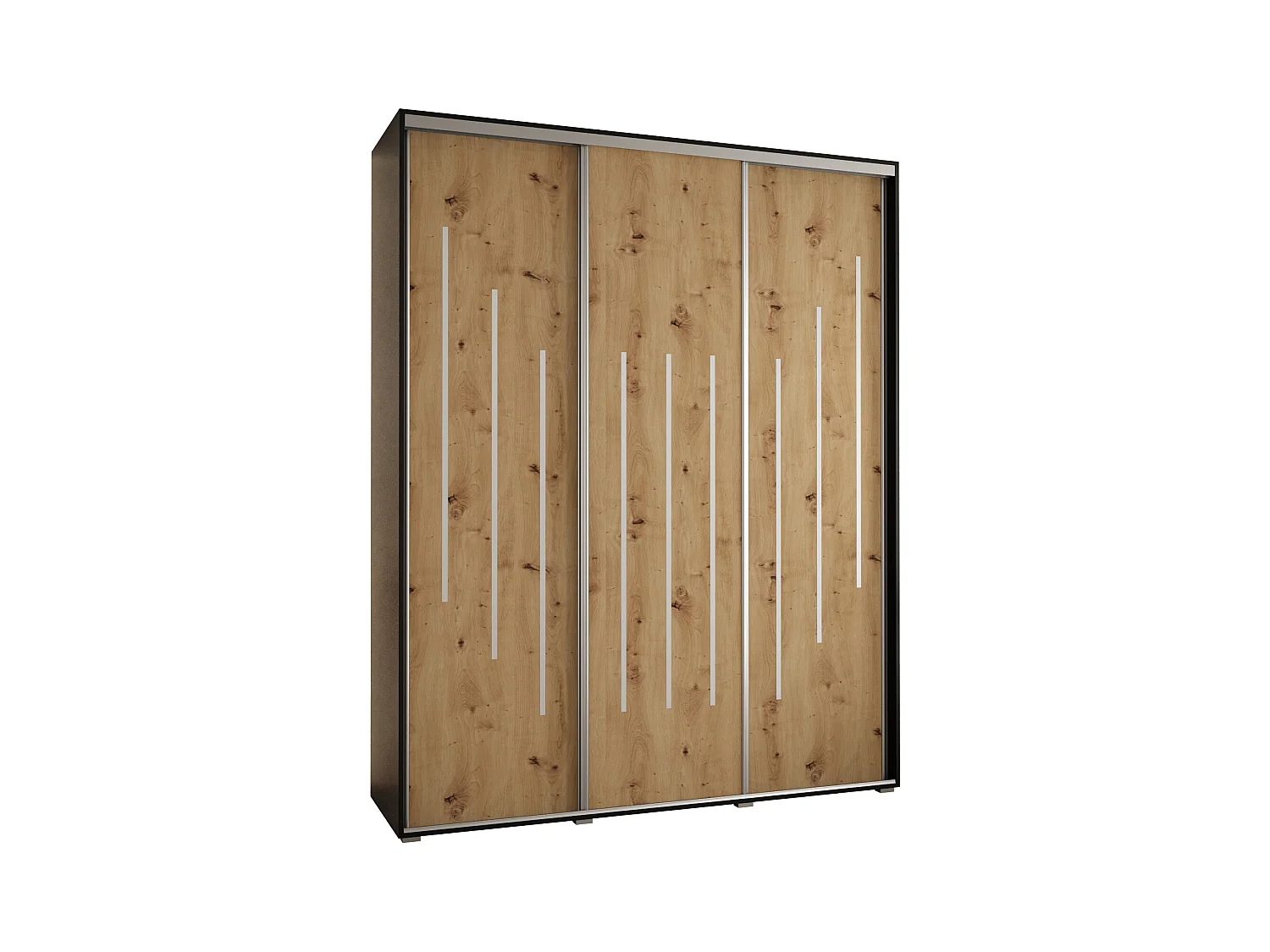 ARMOIRE DAVOS 8 À PORTES COULISSANTES 235,2/200/60 3 portes (Noir/Artisan/Argent)