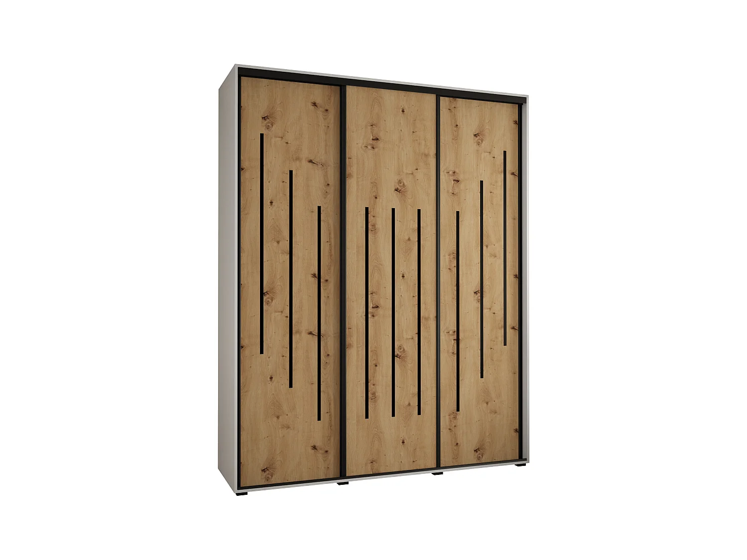 ARMOIRE DAVOS 8 À PORTES COULISSANTES 235,2/190/60 3 portes (Blanc/Artisan/Argent)