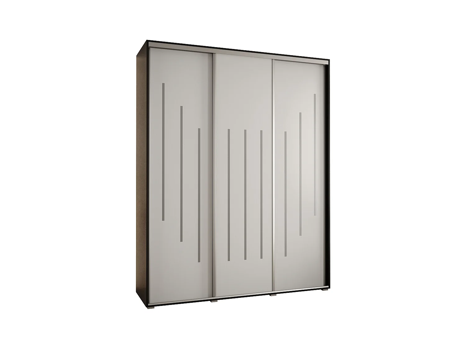 ARMOIRE DAVOS 8 À PORTES COULISSANTES 235,2/200/60 3 portes (Noir/Blanc/Argent)