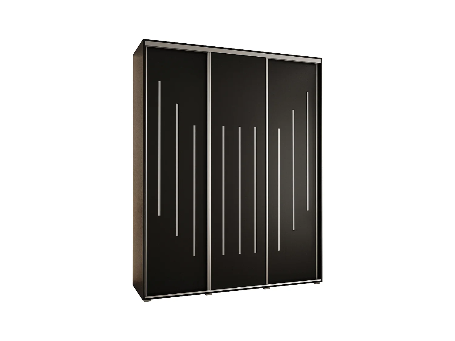 ARMOIRE DAVOS 8 À PORTES COULISSANTES 235,2/200/60 3 portes (Noir/Noir/Argent)