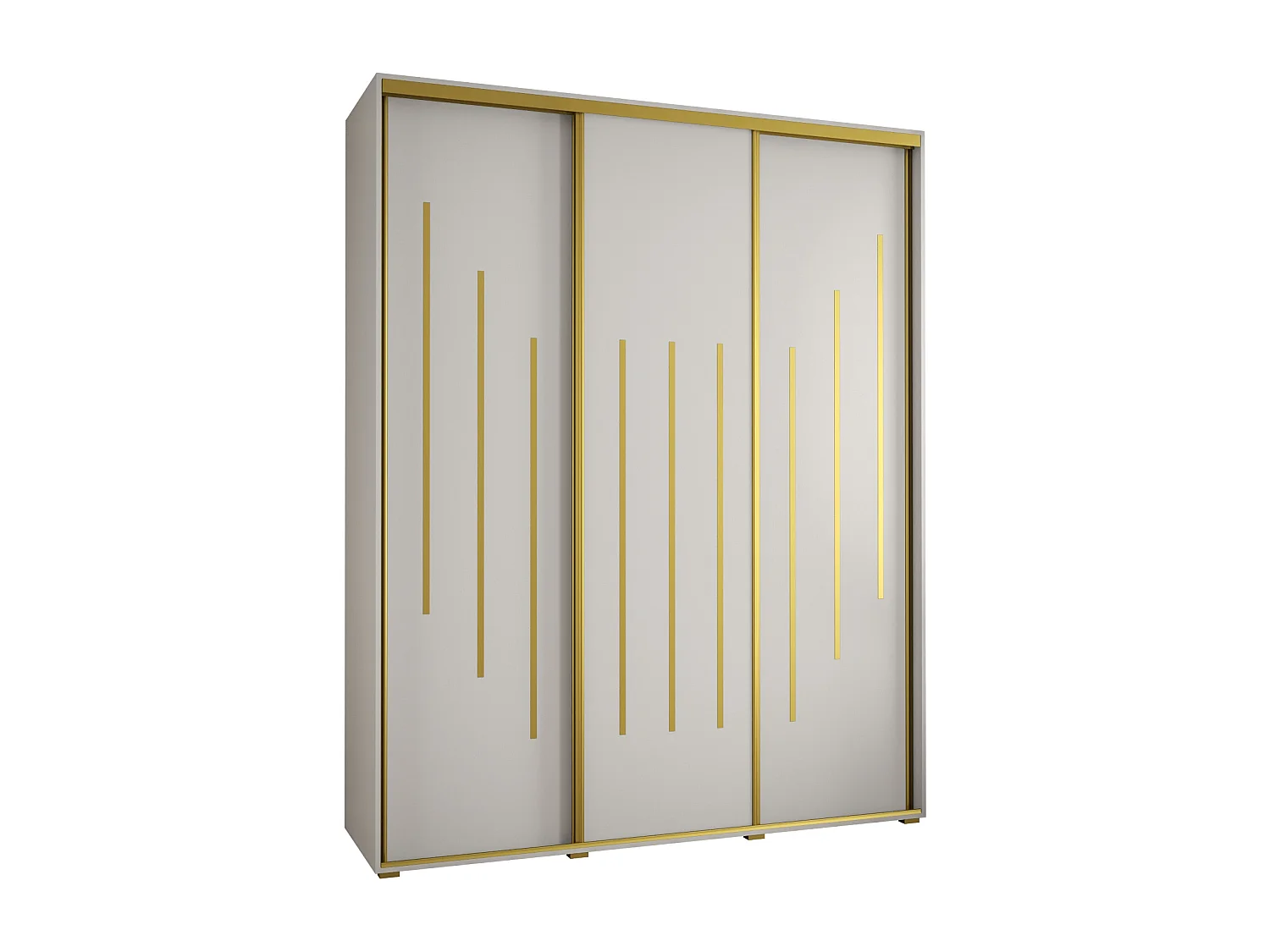 ARMOIRE DAVOS 8 À PORTES COULISSANTES 235,2/190/45 3 portes (Blanc/Blanc/Or)