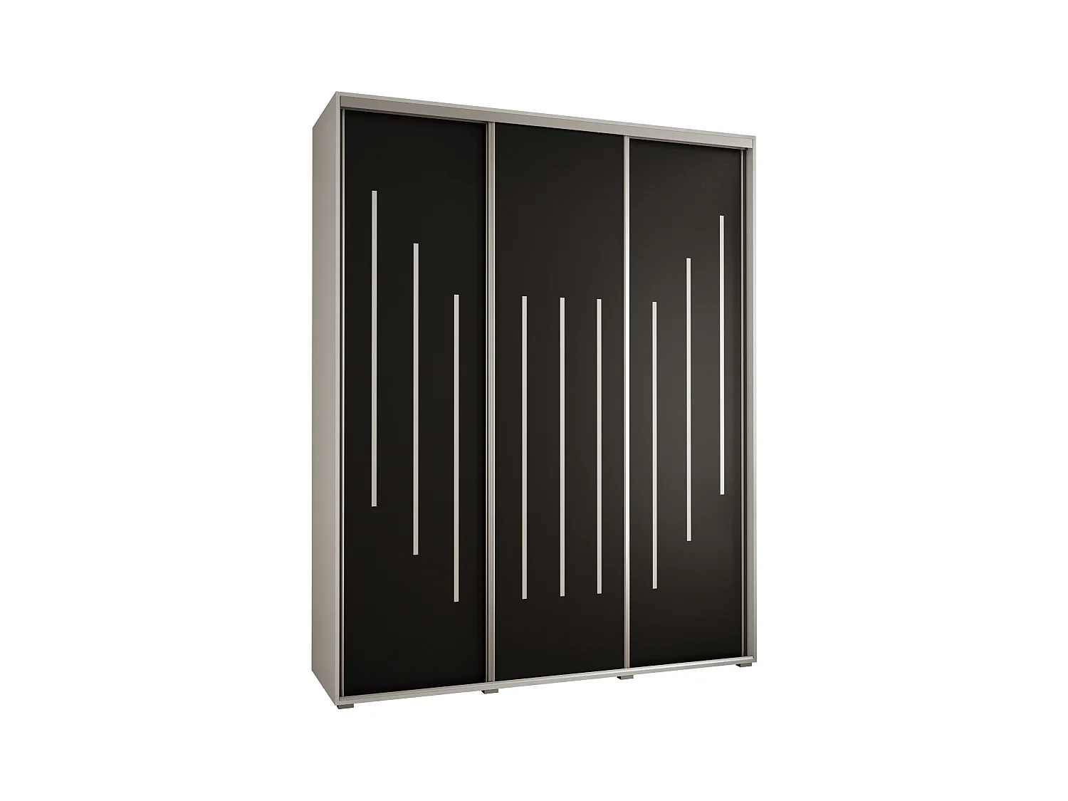 ARMOIRE DAVOS 8 À PORTES COULISSANTES 235,2/190/60 3 portes (Blanc/Noir/Argent)