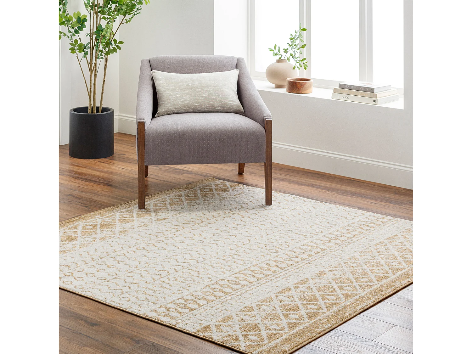 Tapis Scandinave Bohème - Ivoire/Brun Clair - 160x230cm - MILA