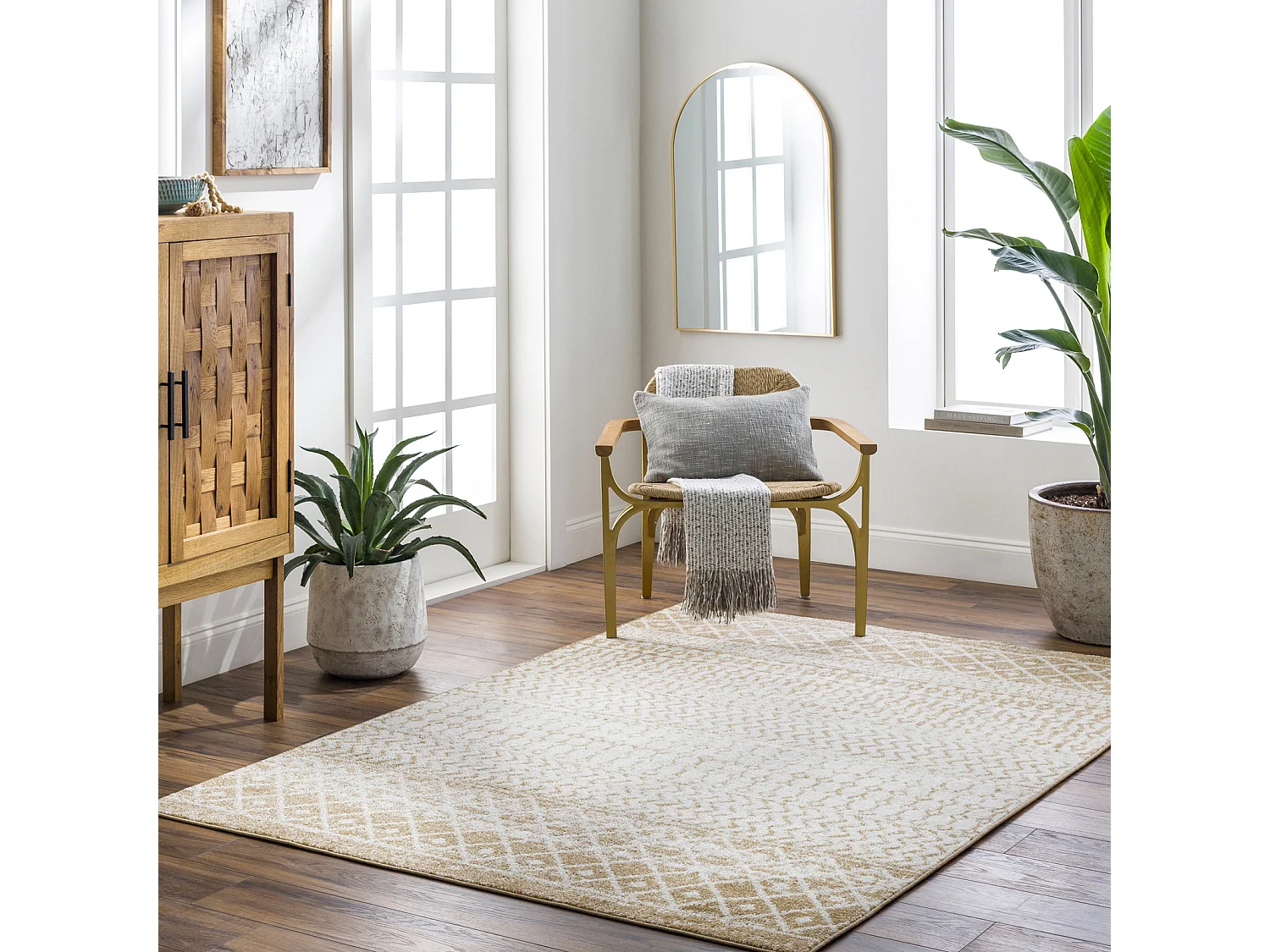 Tapis Scandinave Bohème - Ivoire/Brun Clair - 160x230cm - MILA