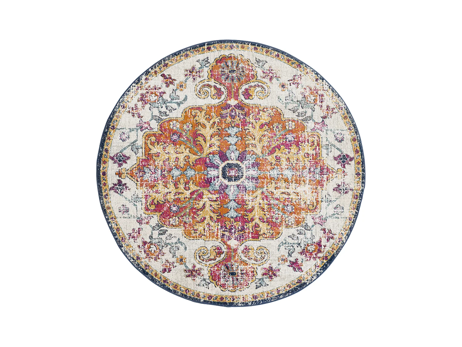 Tappeto Rotondo Vintage Orientale - Multicolore/Arancione - Ø 160cm - LOU