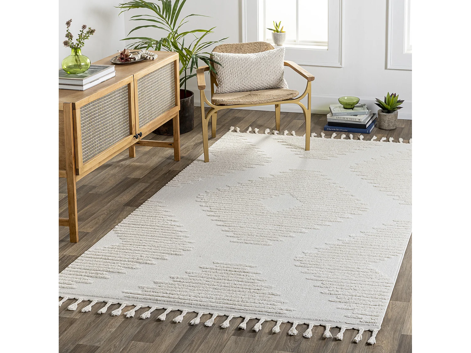 Berber Etnisch Tapijt - LichtGrijs/Ivoor - 160x213cm - SLOAN