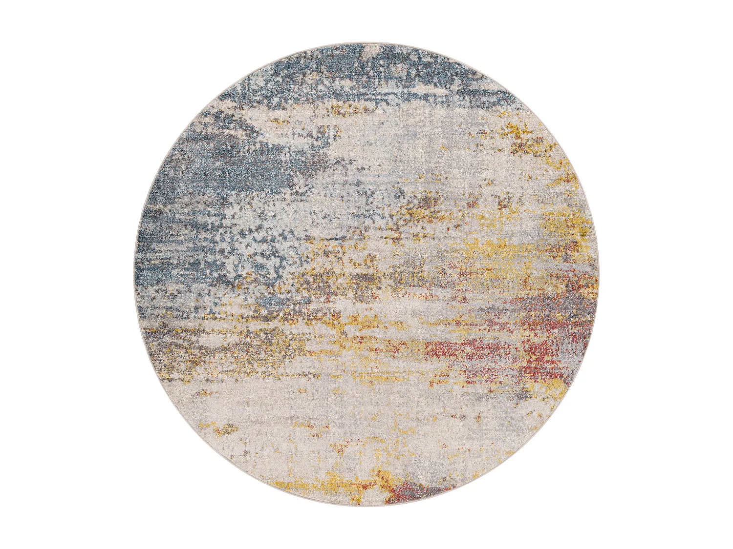 Rond Modern Abstract Tapijt - Meerkleurig/Oranje - Ø 160cm - VALERIE