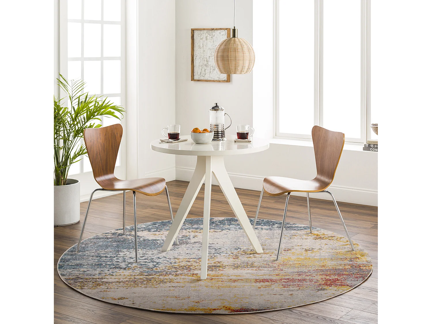 Rond Modern Abstract Tapijt - Meerkleurig/Oranje - Ø 160cm - VALERIE