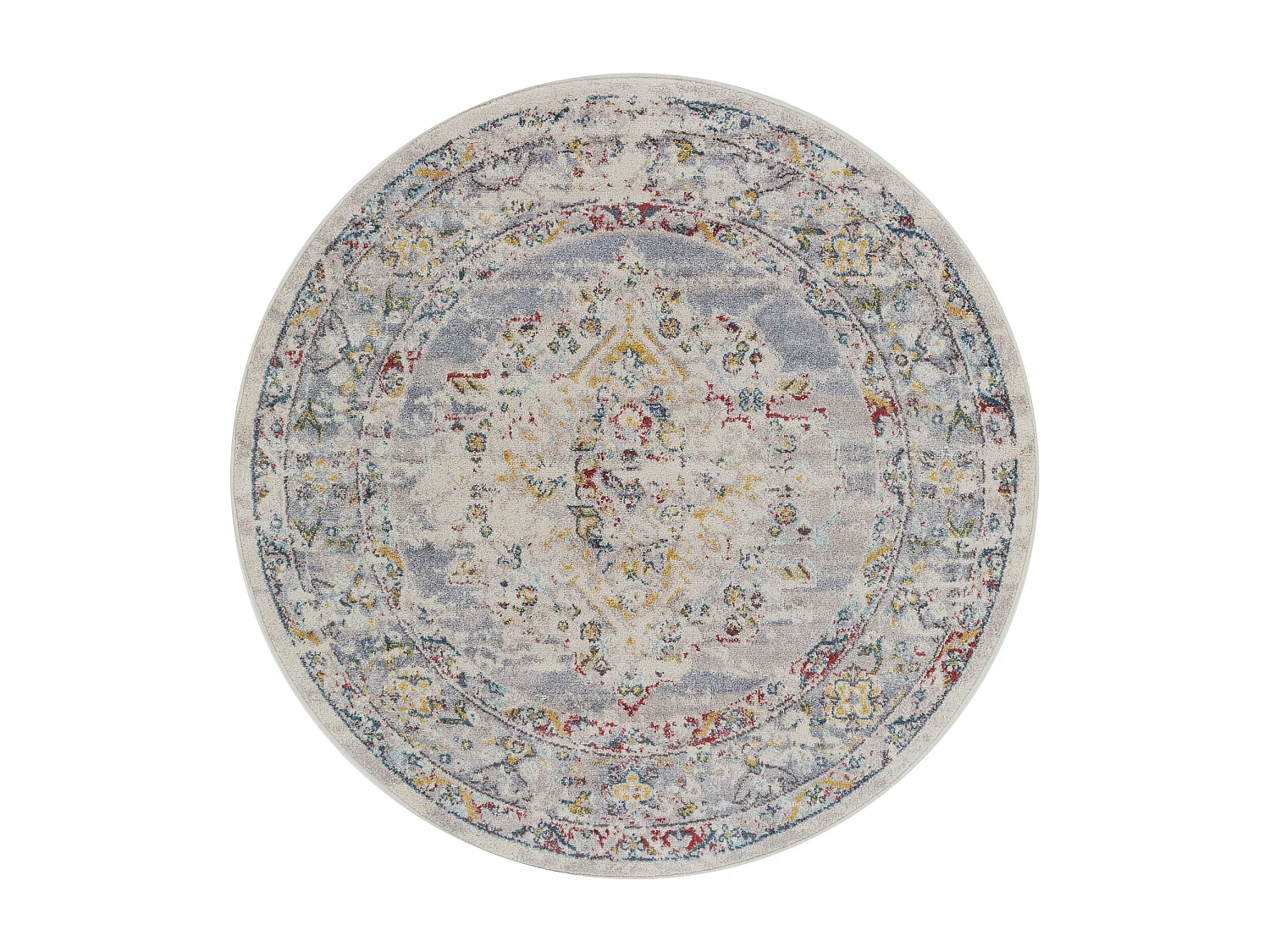 Rond Vintage Oosters Tapijt - Meerkleurig/Grijs - Ø 160cm - JADE