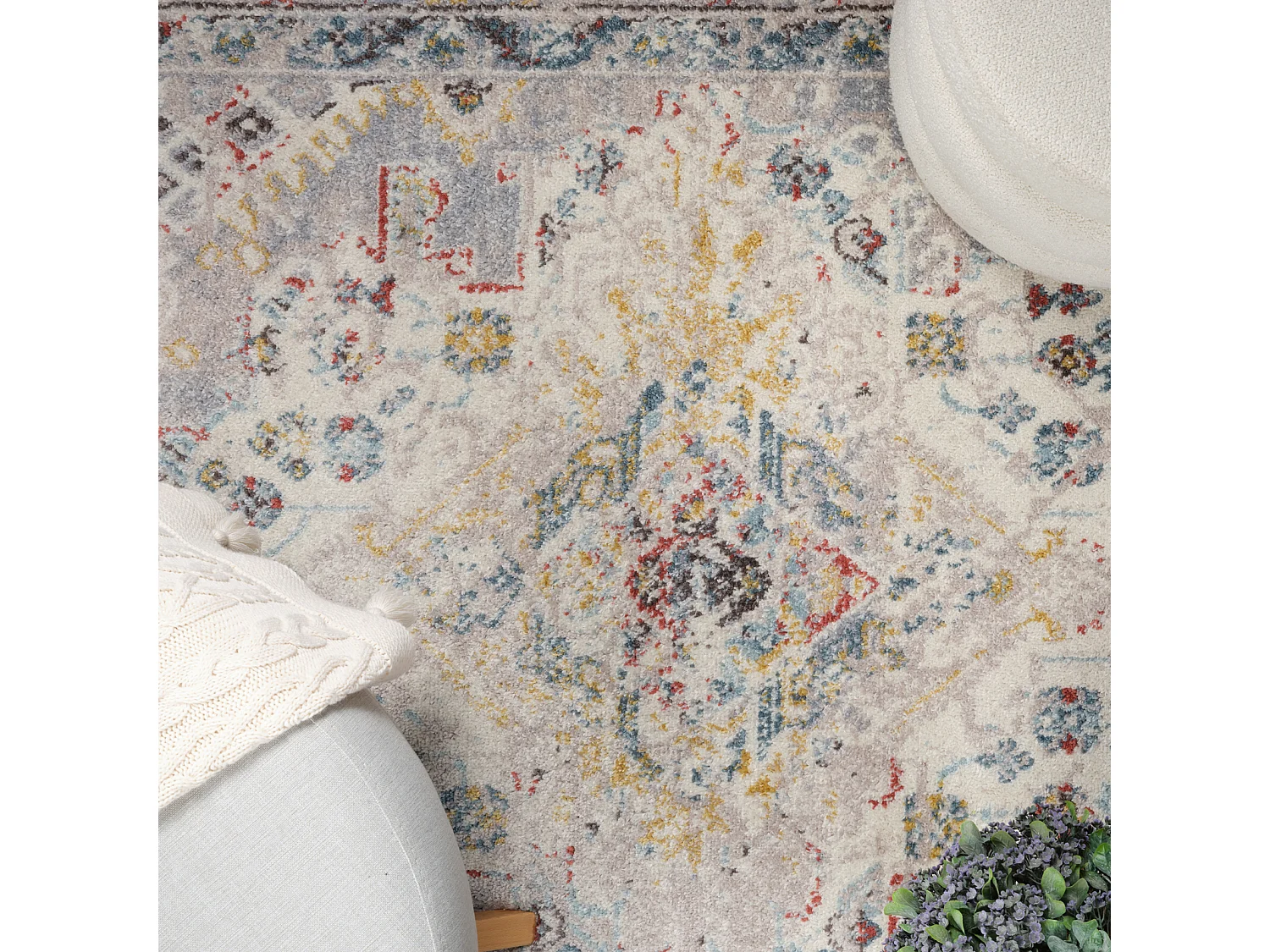 Rond Vintage Oosters Tapijt - Meerkleurig/Grijs - Ø 160cm - JADE