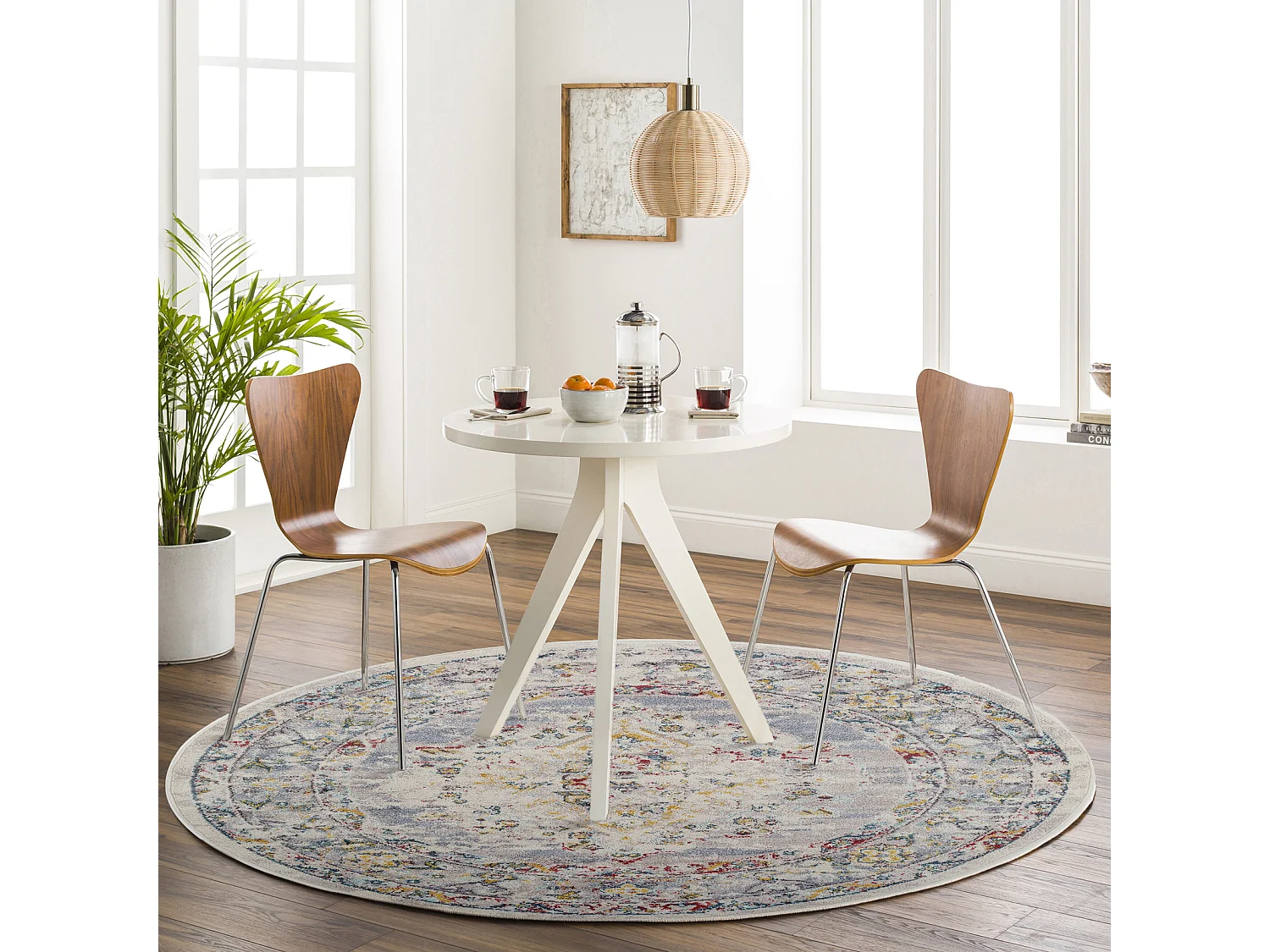 Rond Vintage Oosters Tapijt - Meerkleurig/Grijs - Ø 160cm - JADE