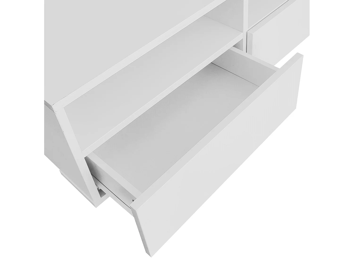 Table basse avec 4 tiroirs avec lumière LED - finition brillante - Blanc