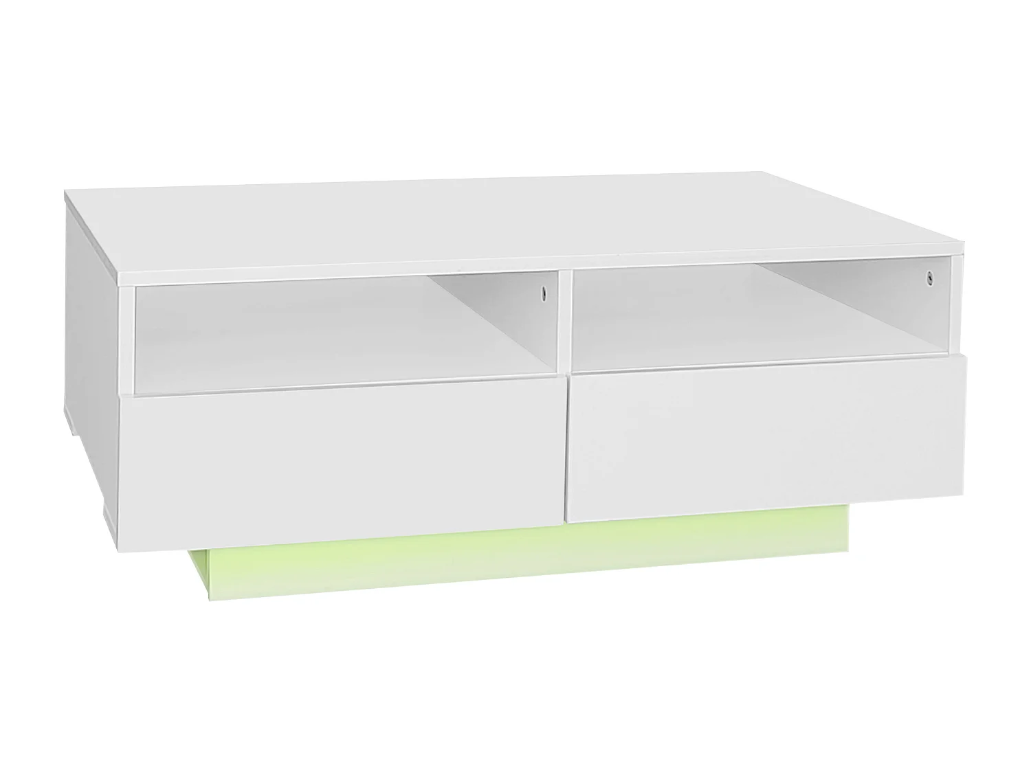 Table basse avec 4 tiroirs avec lumière LED - finition brillante - Blanc