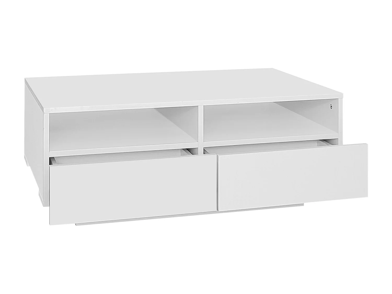 Mesa de centro com 4 gavetas com luz LED - acabamento brilhante - Branco