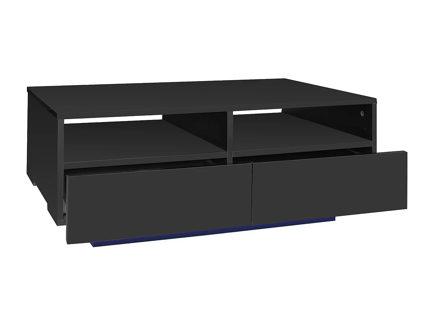 Salontafel met 4 lades met LED-licht - glanzende afwerking - Zwart