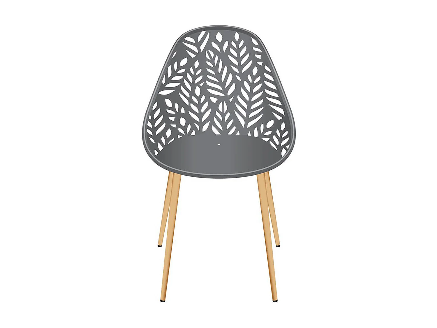 SAYA - Lot de 4 Chaises de Jardin Coque Plastique Ajourée Gris Pieds Métal